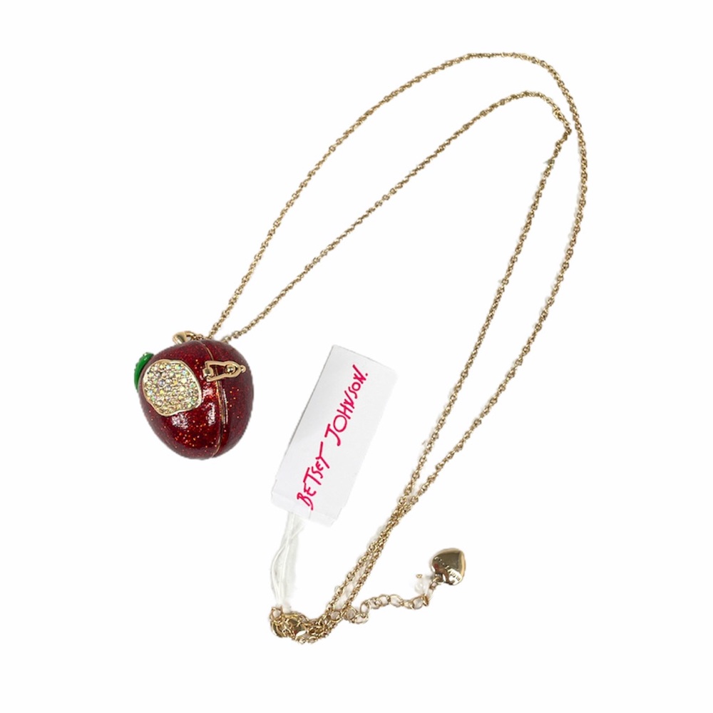 Betsey Johnson Back to School Apple Worm Necklace